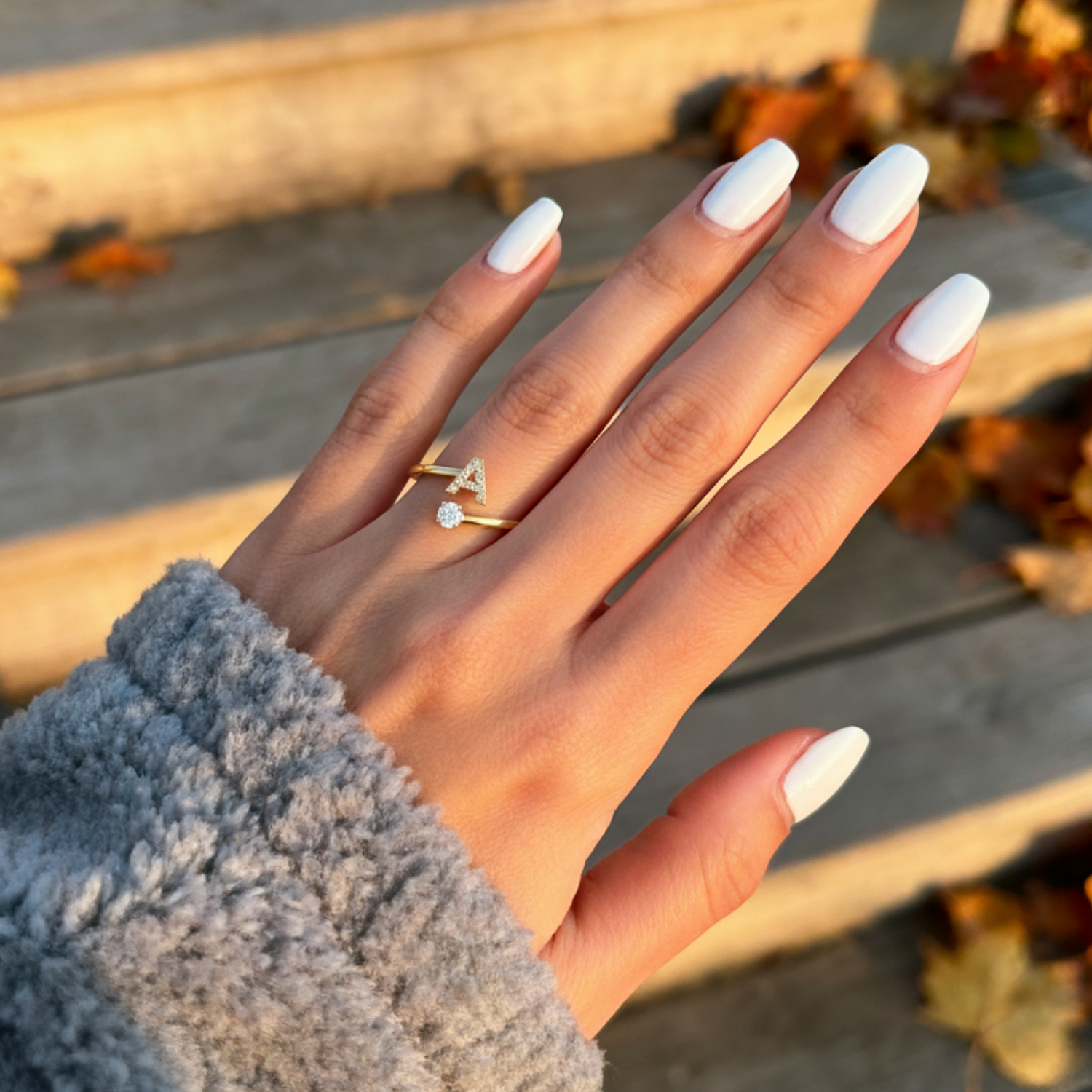 MonoCharm | Verstelbare Initial Ring Classic met Cadeau Doos en Kaart Bericht