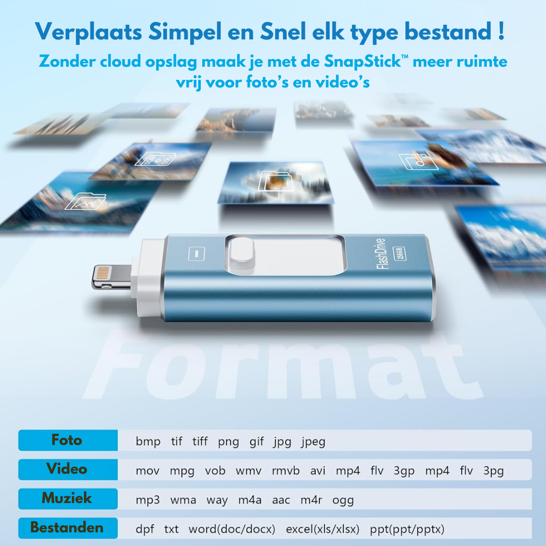 SnapVault 4-in-1 back-upstick | Vanaf de telefoon direct up je USB