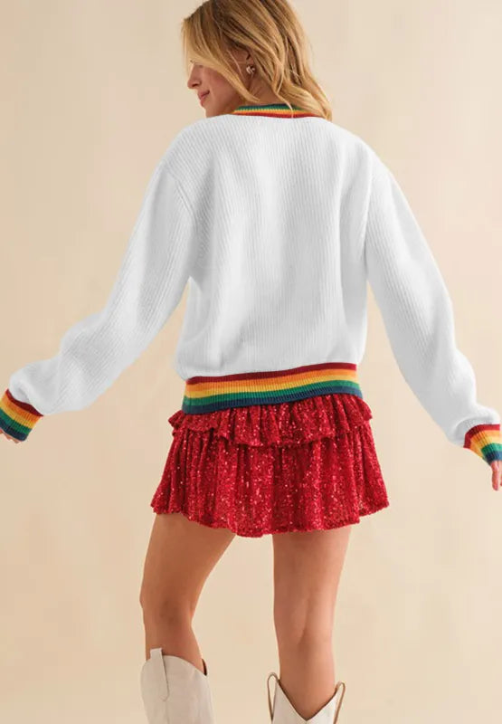 Vrolijke & Heldere Regenboogrand Kersttrui