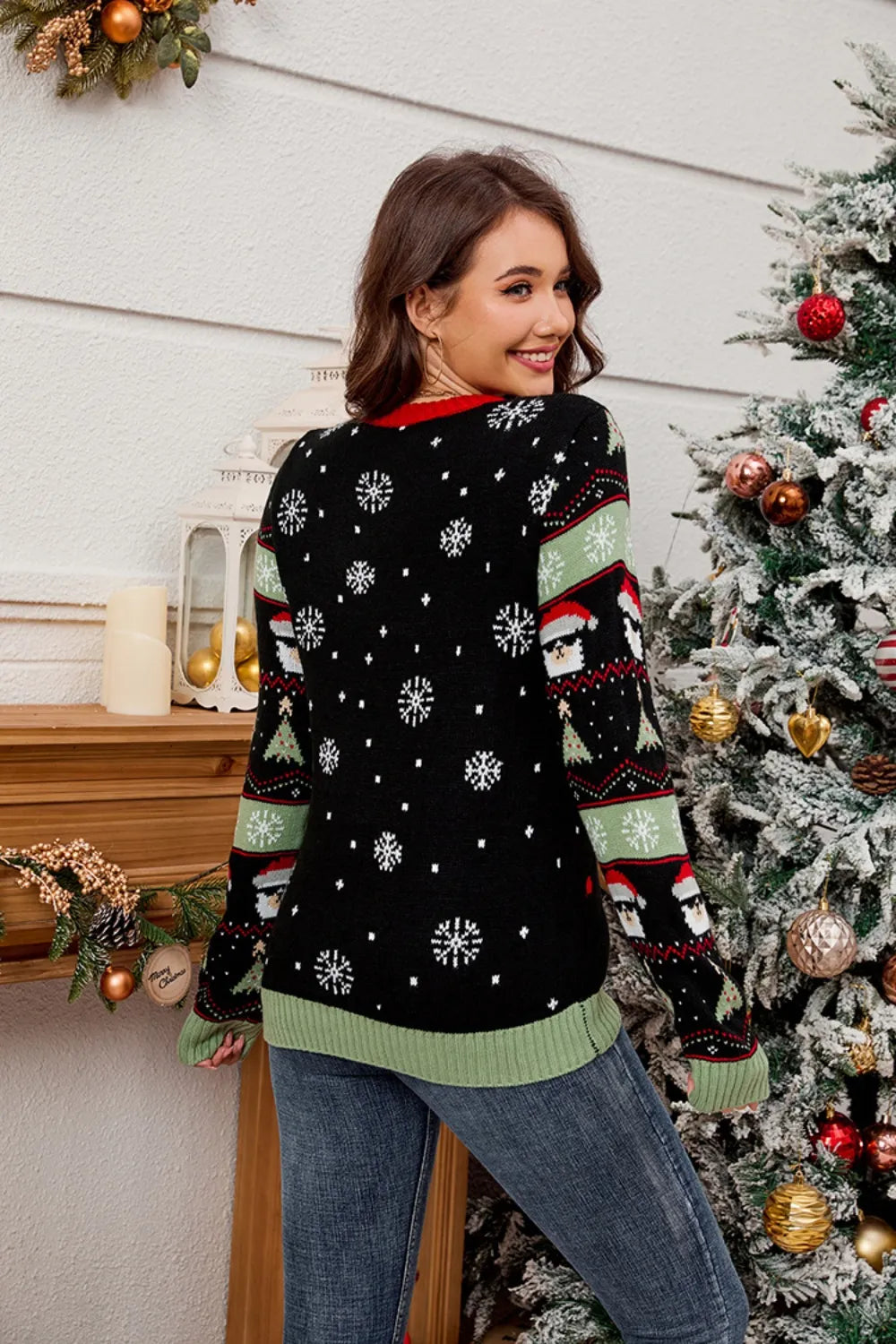 Zwarte Get Lit Llama Kersttrui