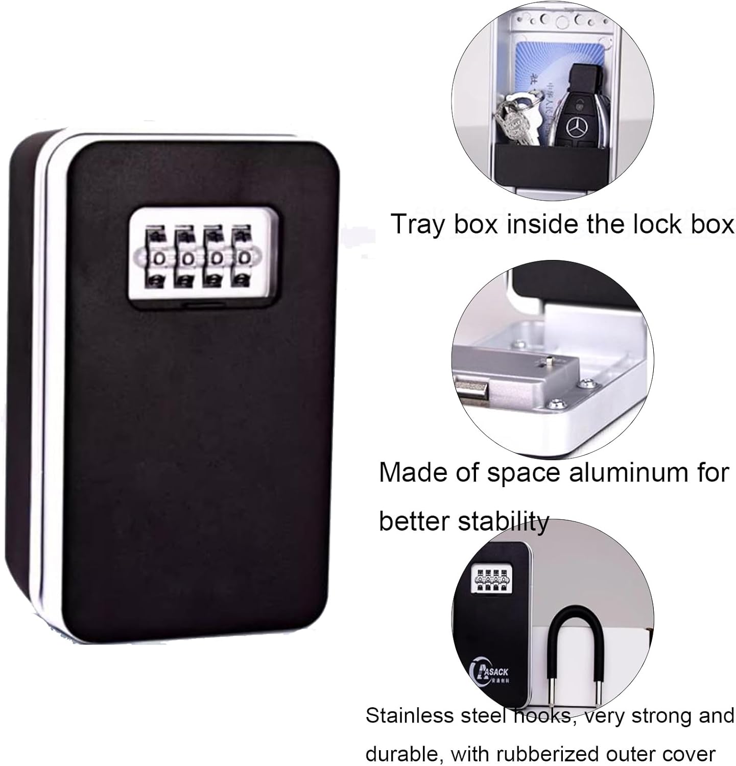 Key Lock Box voor Buiten – Beveiligde Sleutelkast met Instelbare Code voor Huis, Inclusief Montagekit (Wandmontage)