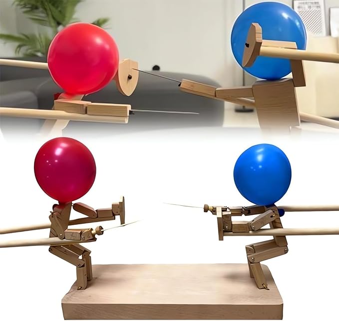 Handgemaakte Ballonkoppen Houten Vechtpoppen