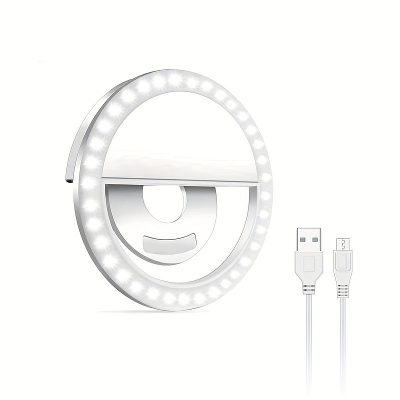 LED Selfie Ringlamp met Oplaadbare Batterij – Perfecte Cirkelverlichting voor Make-up en Fotografie, Compatibel met Telefoons en Computers