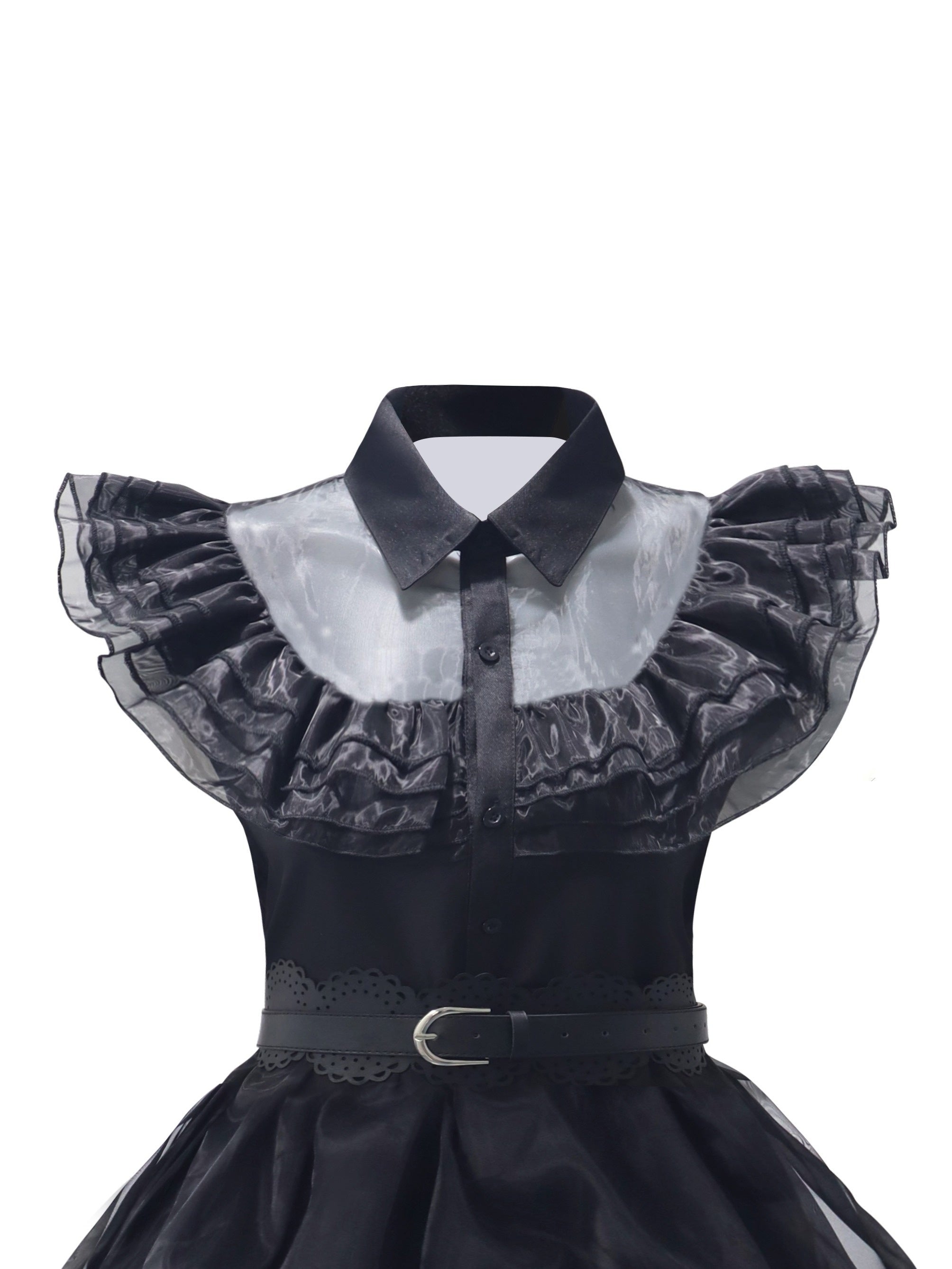 Dames Gothic Ruffle Halloween Film Kostuum Jurk | Gelaagde Midi Set