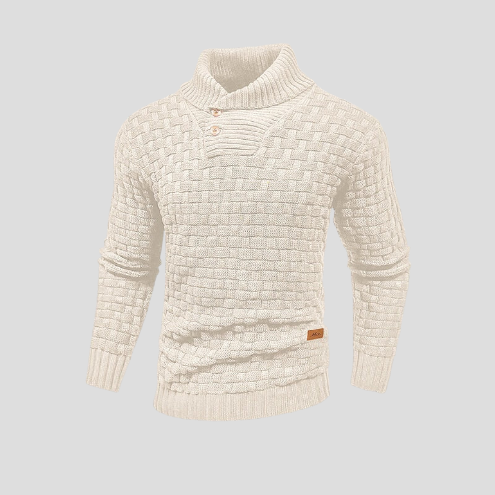 KnitForm Herenpullover – Gebreide pullover met halve kraag en knoopsluiting in klassieke pasvorm