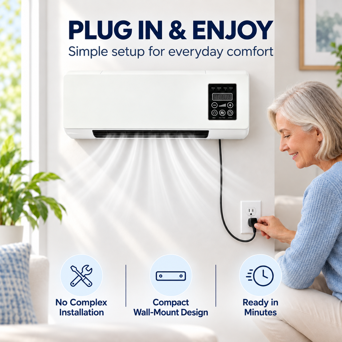 Wandairco & Verwarming 2-in-1 – Wandgemonteerde Airconditioner met Afstandsbediening