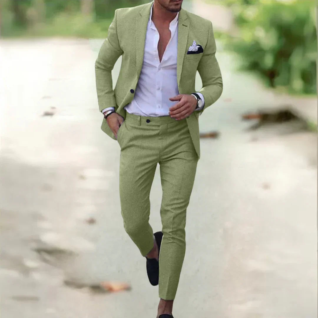Lichte Heren Linnen Pak – 2-delig, Slim Fit, ideaal voor de zomer, bruiloft & zaken