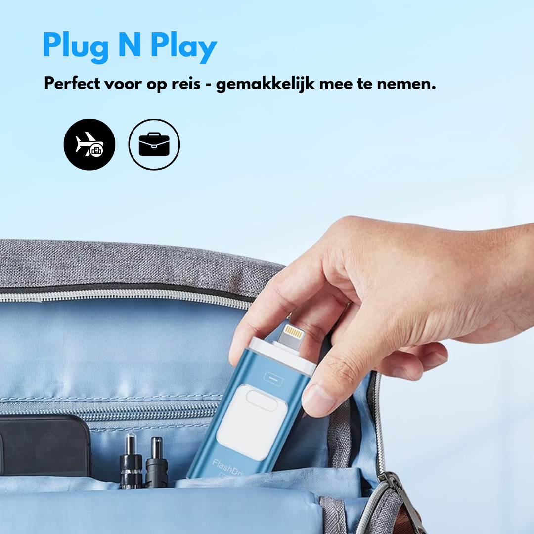 SnapVault 4-in-1 back-upstick | Vanaf de telefoon direct up je USB