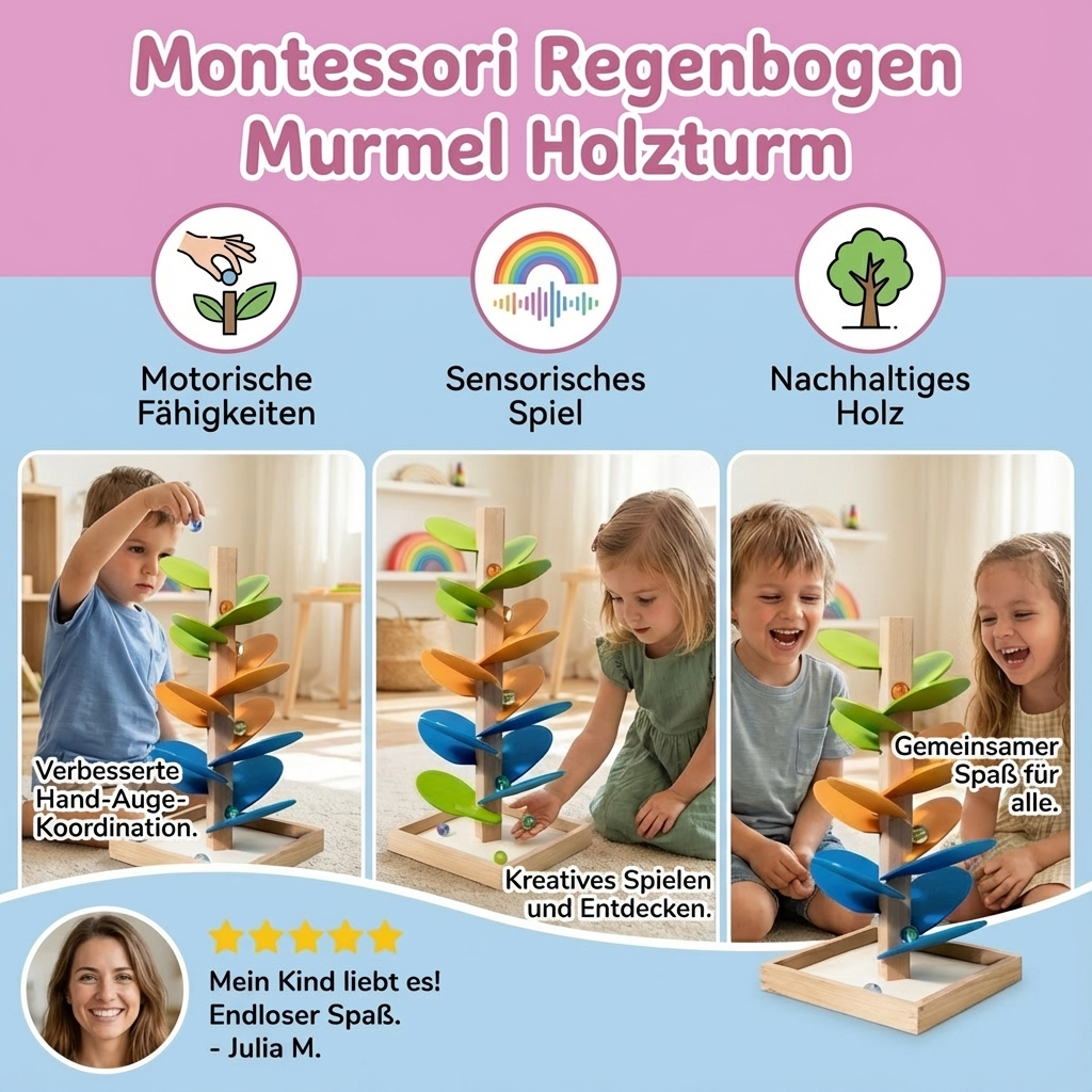 Montessori Regenboog Marmer Houten Toren
