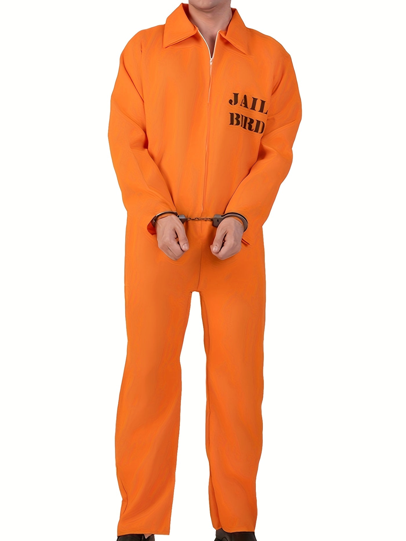 Heren Halloween Gevangenis Kostuum Jumpsuit met Lange Mouwen | Grappig