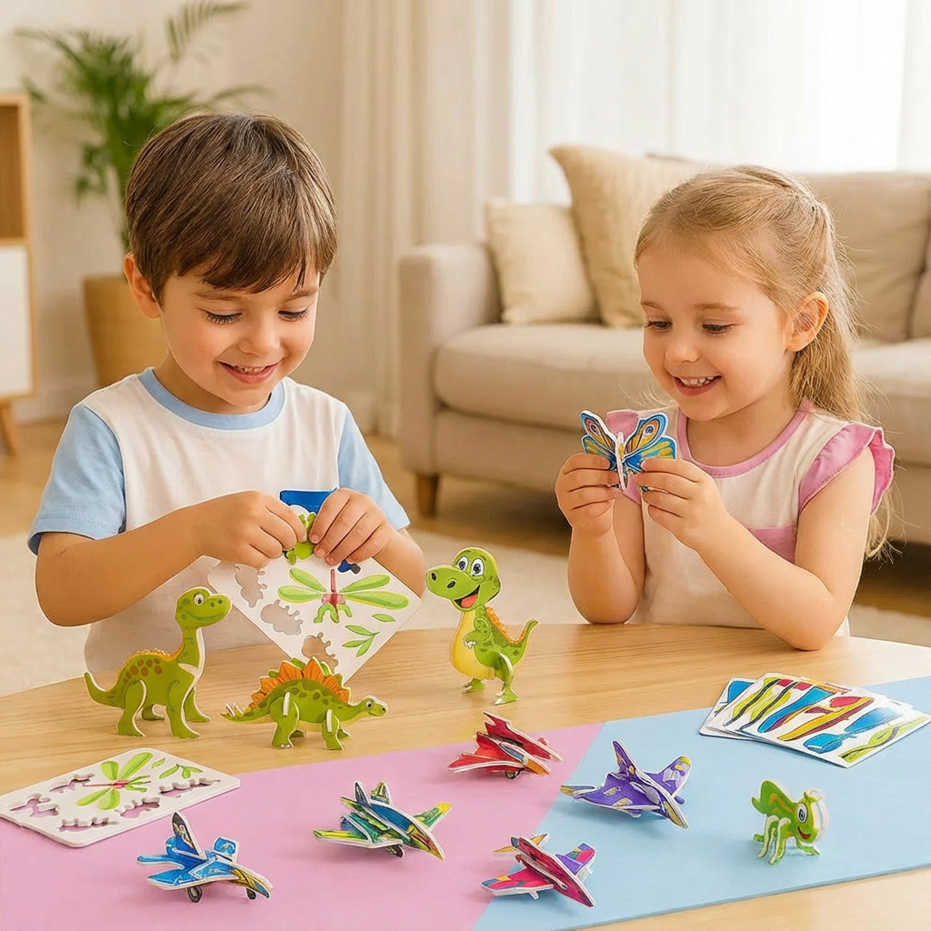3D Cartoon Puzzelset voor Kinderen