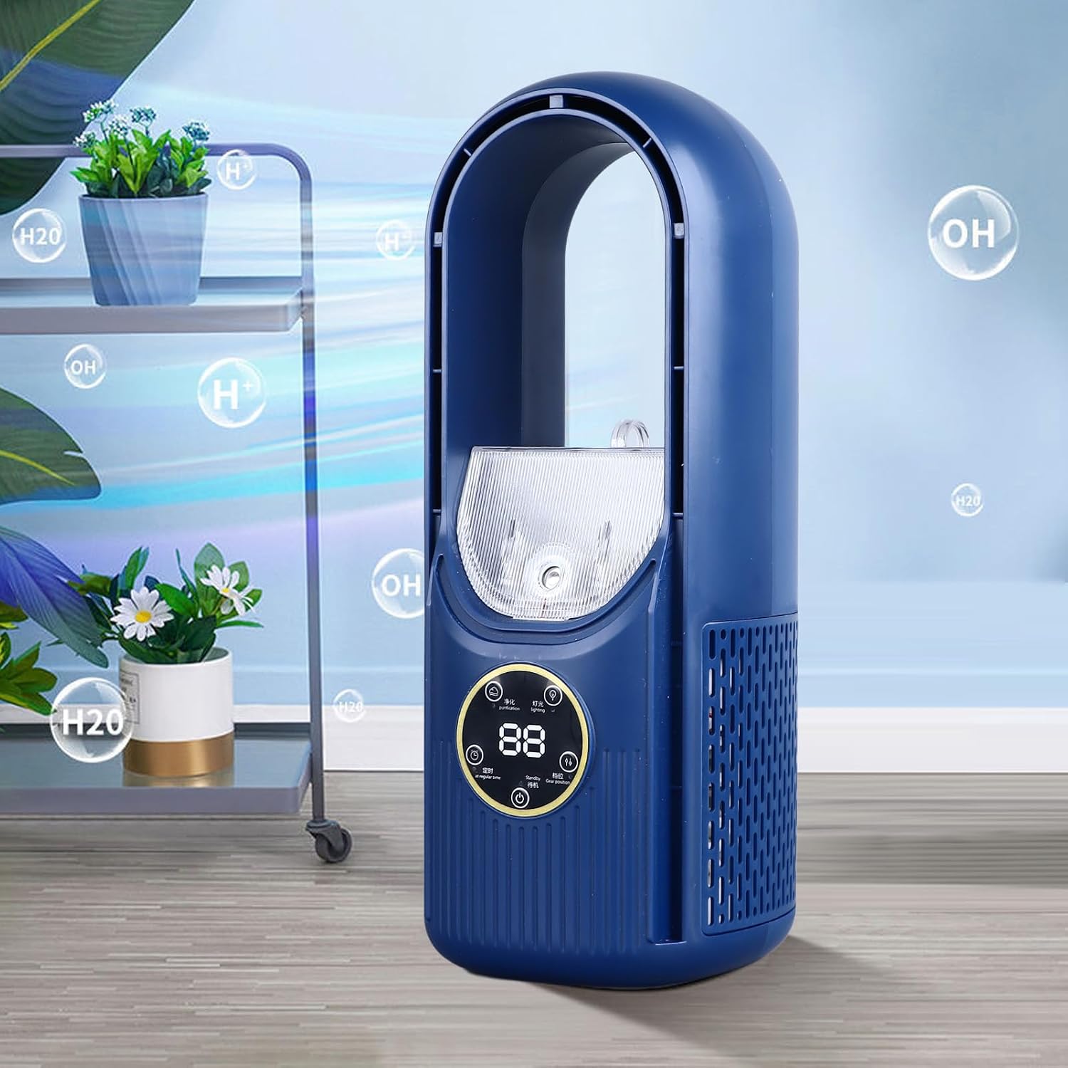 Draagbare Bladeloze Vernevelaar Ventilator met 6 Snelheden en USB Oplaadbare Batterij