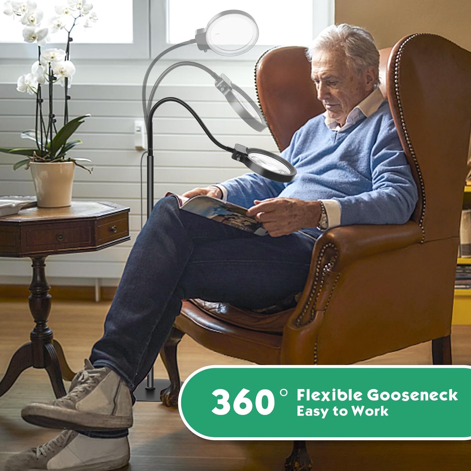 Volledige vergrootglas met LED-licht – Handsfree leeshelper voor boeken, handwerk en hobby's