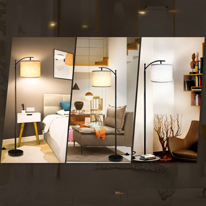 Industriële LED Vloerlamp met 3 Lichtkleuren – Hoge Leeslamp met Witte Lampenkap