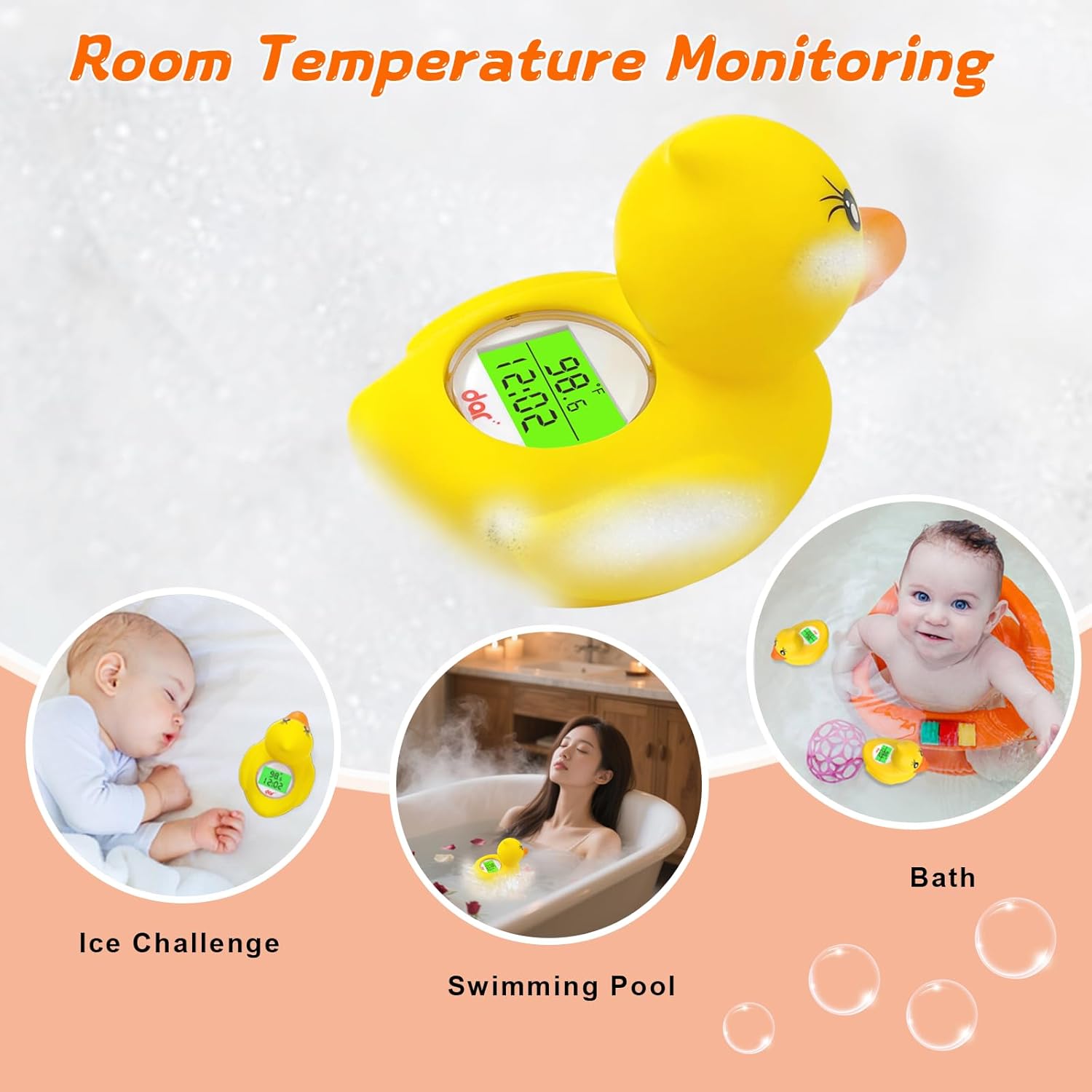 AquaVeilig Baby Badthermometer – Digitaal Display met 3 Kleuren en Temperatuurwaarschuwing