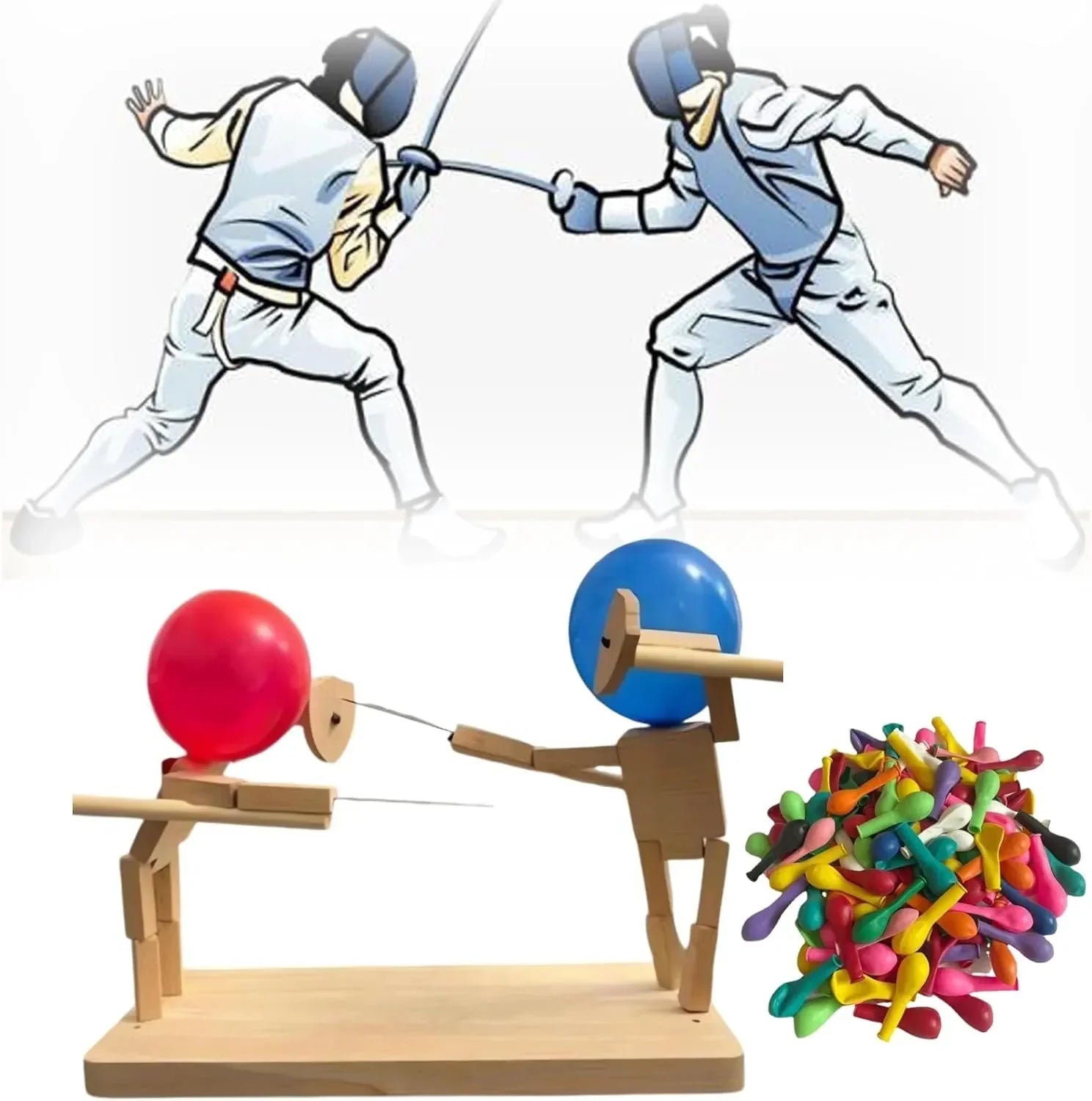 Handgemaakte Ballonkoppen Houten Vechtpoppen