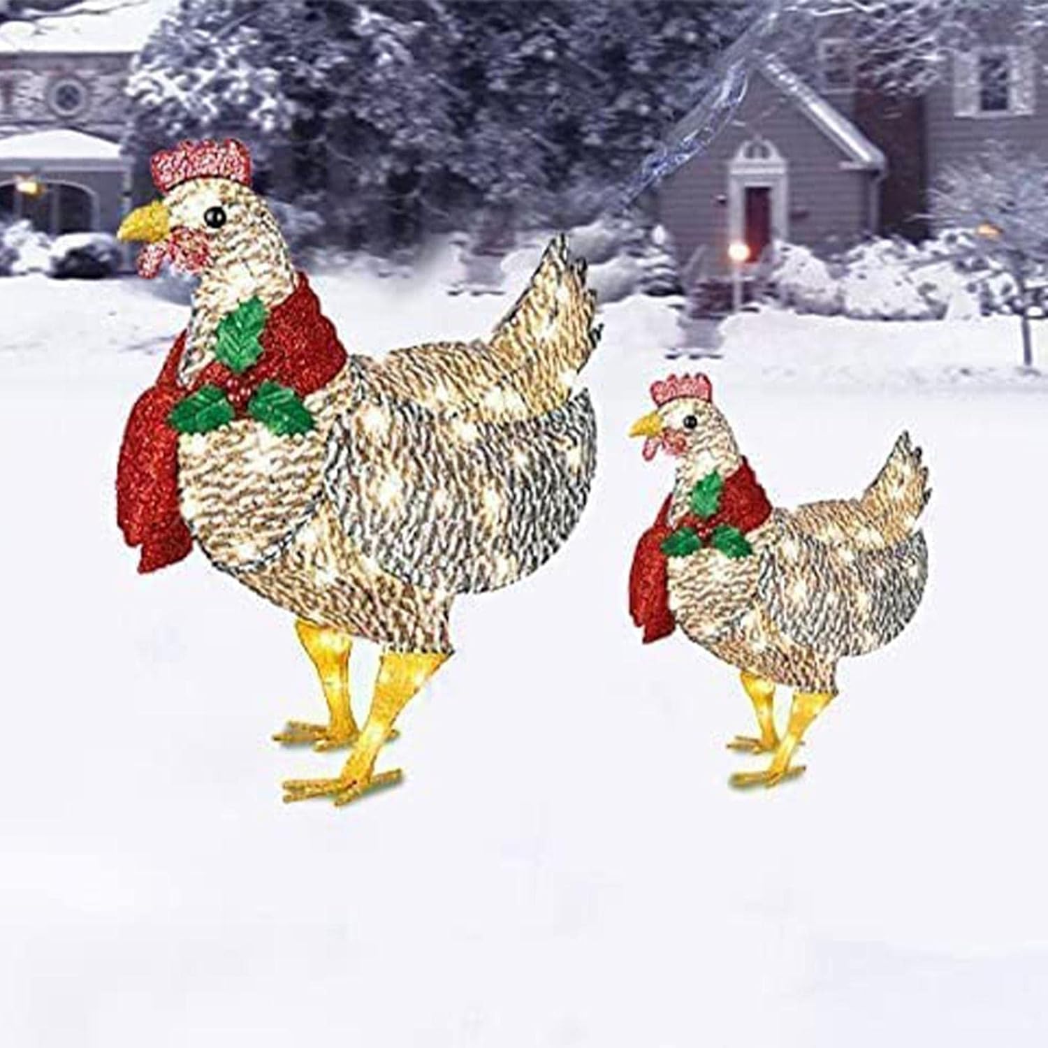 WinterHen LED Kip met Sjaal – Stralende Kerstdecoratie voor binnen en buiten