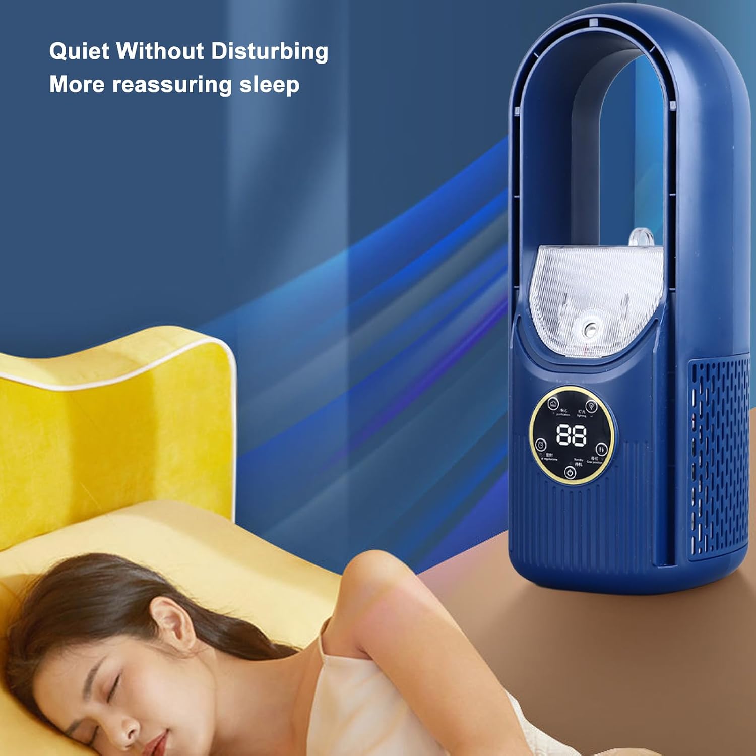 Draagbare Bladeloze Vernevelaar Ventilator met 6 Snelheden en USB Oplaadbare Batterij