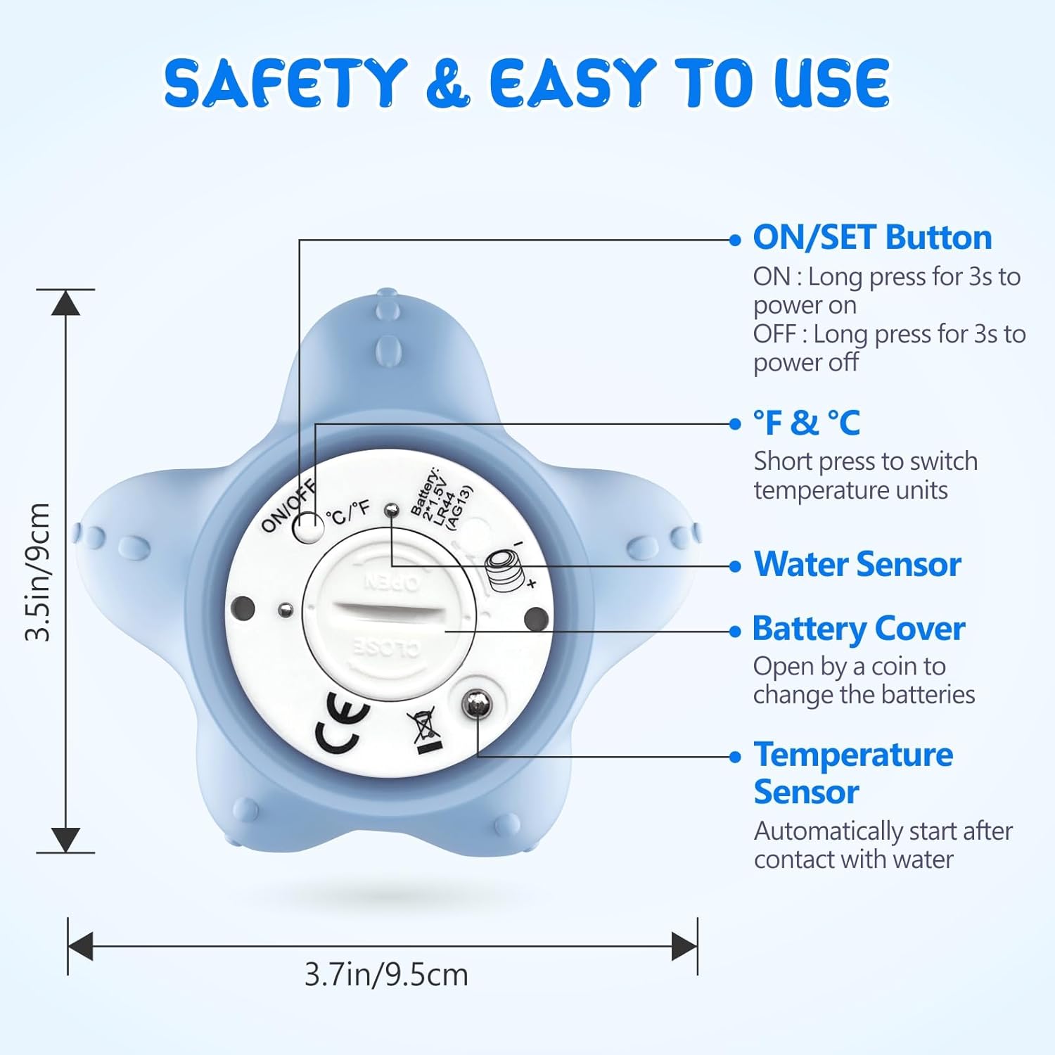 AquaVeilig Baby Badthermometer – Digitaal Display met 3 Kleuren en Temperatuurwaarschuwing