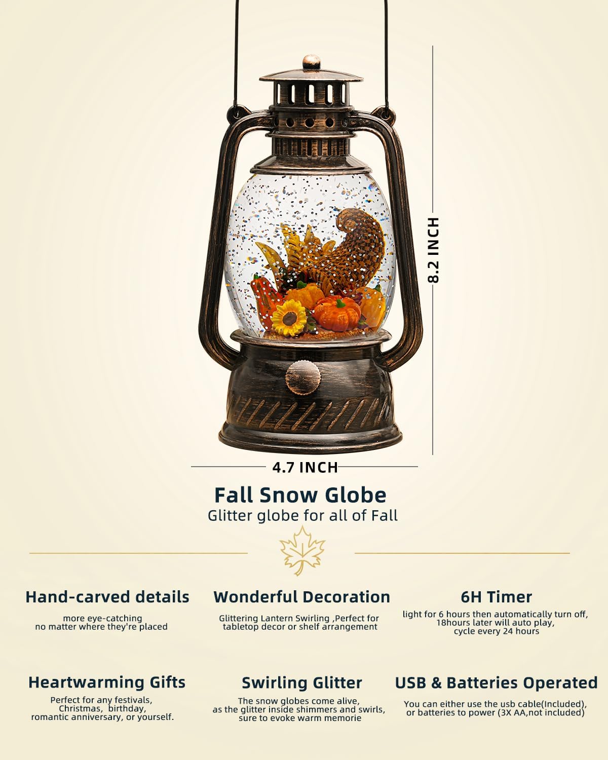 Herfstglans Decoratieve Lamp met Pompoenen – Warm LED-Licht en 6-Uur Timer