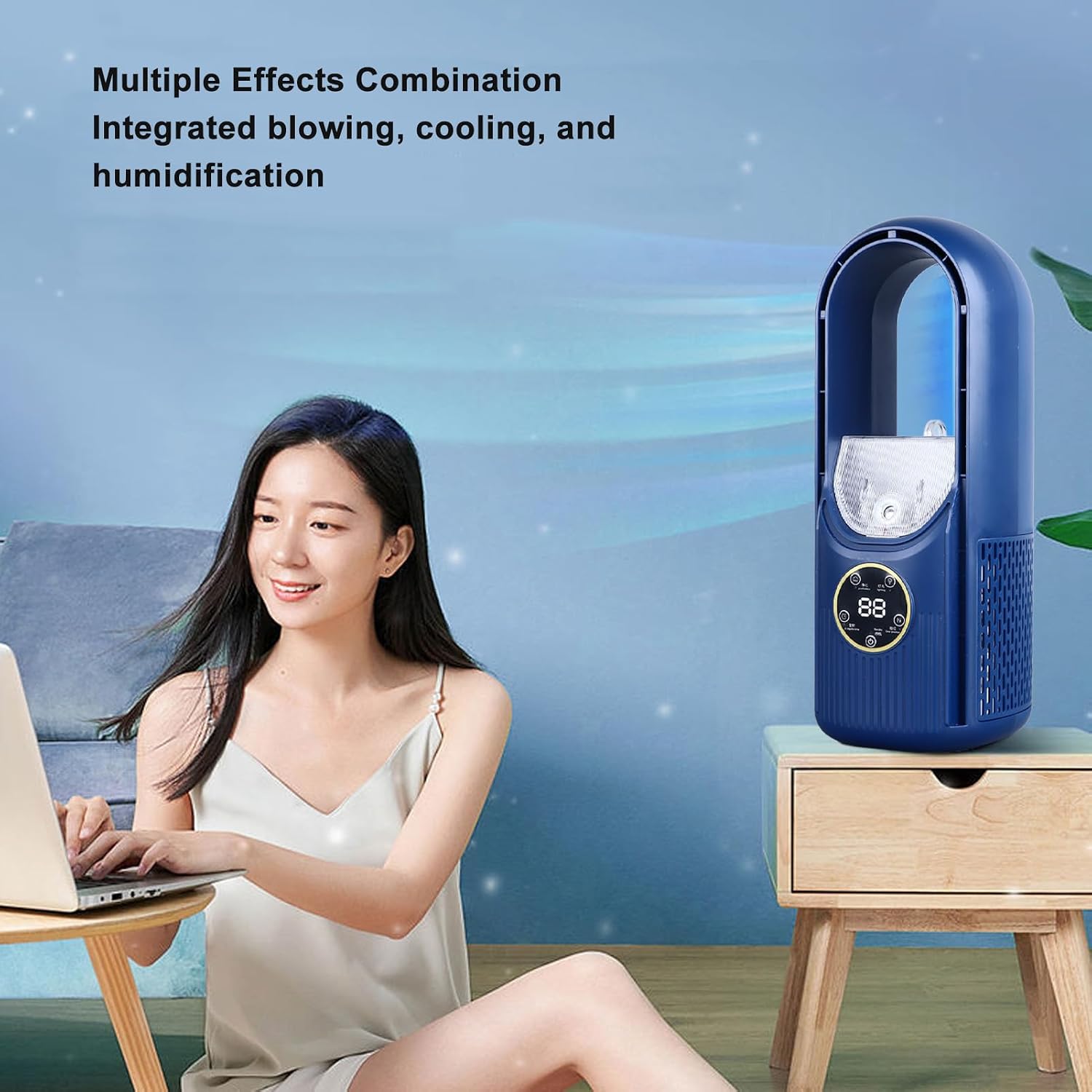 Draagbare Bladeloze Vernevelaar Ventilator met 6 Snelheden en USB Oplaadbare Batterij