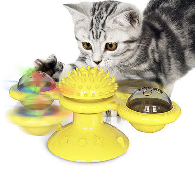 Katzenspeelgoed WhirlMiez | Windmolen spel & Krabstation in één | Tandverzorging & Interactief | Van TPR | 16×7,5×7 cm