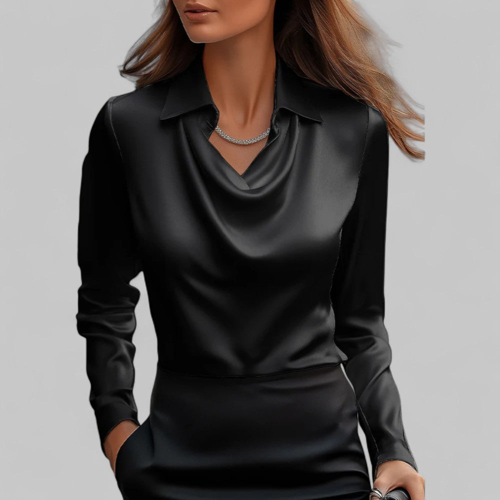 Theresa | Elegante V-hals Satijnen Blouse voor Dames