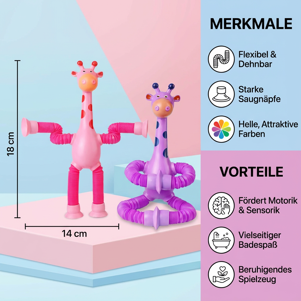 Sensorische Zuignap Giraffe Baby Speelgoed