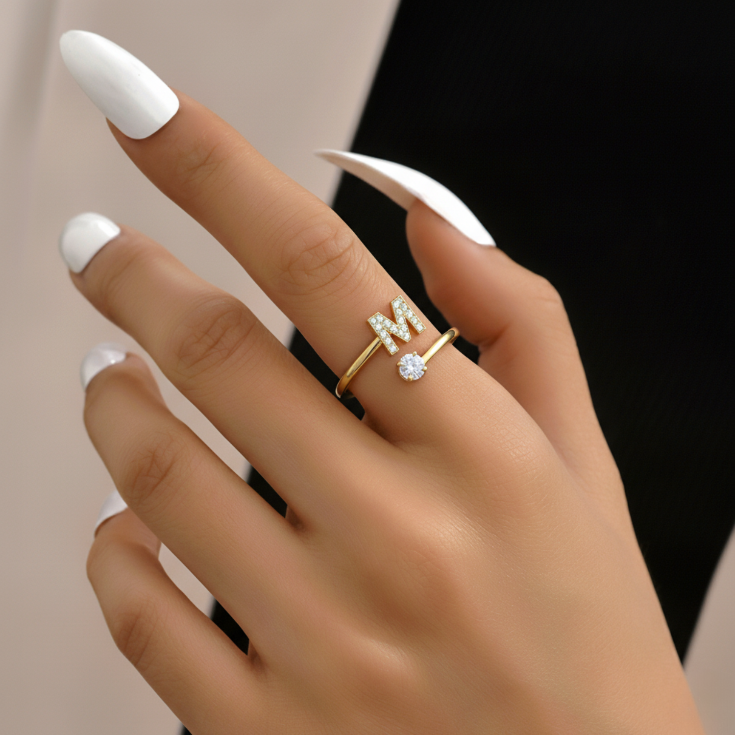 MonoCharm | Verstelbare Initial Ring Classic met Cadeau Doos en Kaart Bericht