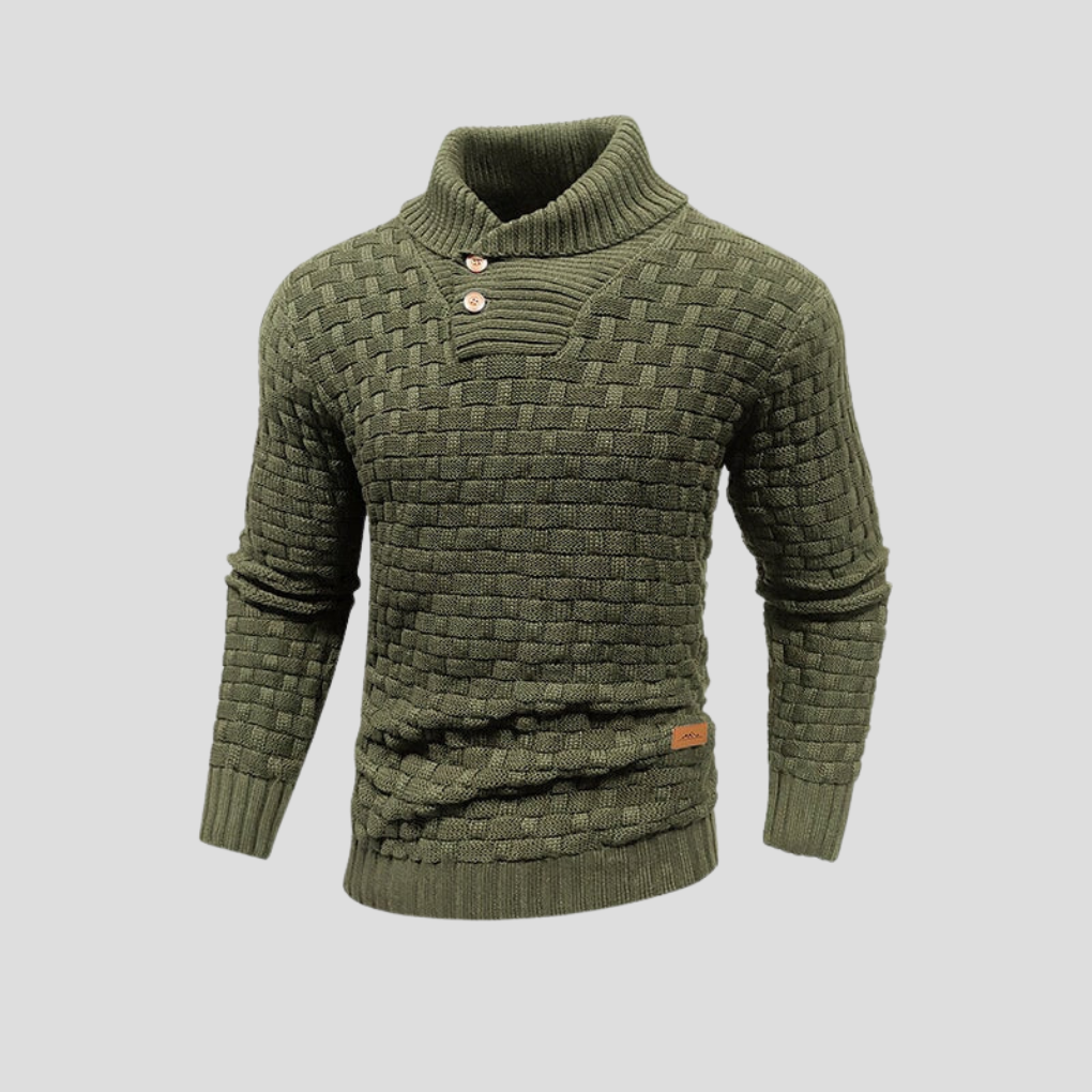 KnitForm Herenpullover – Gebreide pullover met halve kraag en knoopsluiting in klassieke pasvorm
