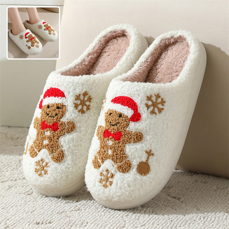 Warme Kerst Huisschoenen met Sneeuwvlokken- en Peperkoekontwerp