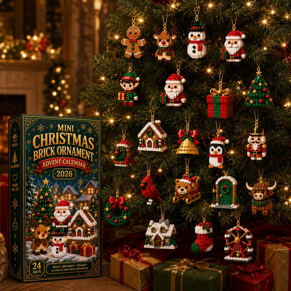 ⏳ Laatste dag om 49% te besparen – 🎄 24-Daagse Mini Kerst Ornament Advent Kalender | 24 unieke feestelijke bouwbare ontwerpen met hanglussen—perfect voor het versieren van kerstbomen, kransen en feestelijke displays 🧱
