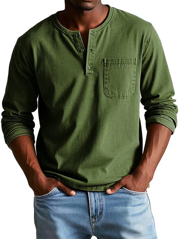 Philipp | Heren Casual Langarm-Henleyshirt