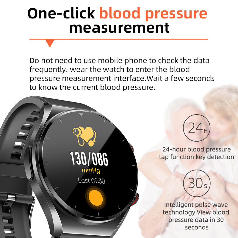 Een-Klik Bloedglucose|Bloedglucose Bloeddruk EKG|EKG HRV Hartslagmonitor Gezondheids-Smartwatch