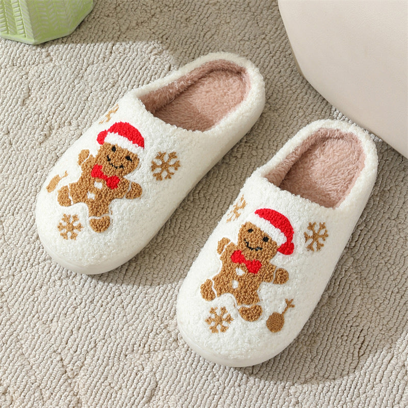 Warme Kerst Huisschoenen met Sneeuwvlokken- en Peperkoekontwerp
