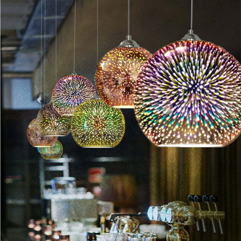 3D Vuurwerk Glas Hanglamp | Creatief Kleurglas Ontwerp