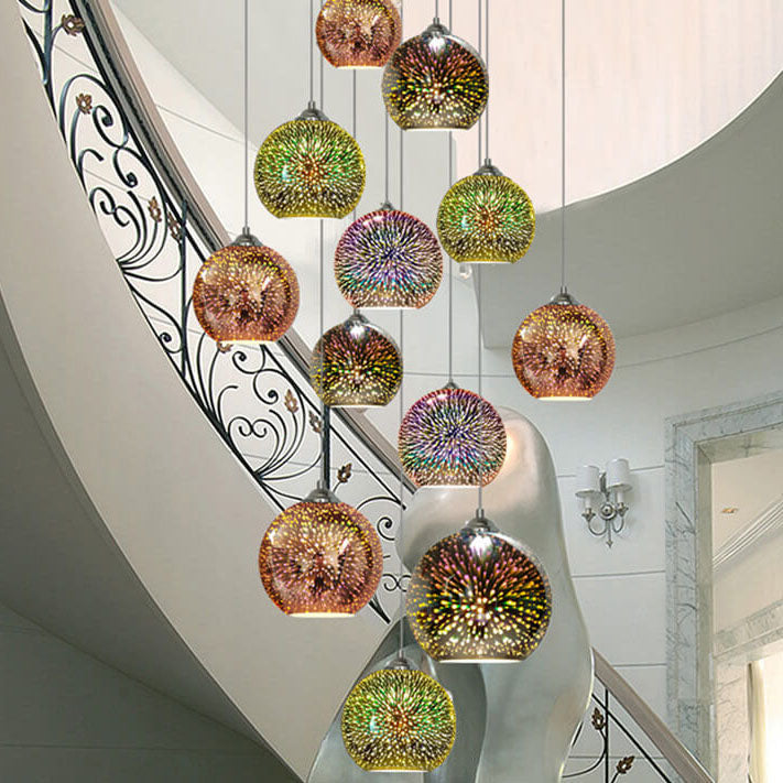 3D Vuurwerk Glas Hanglamp | Creatief Kleurglas Ontwerp