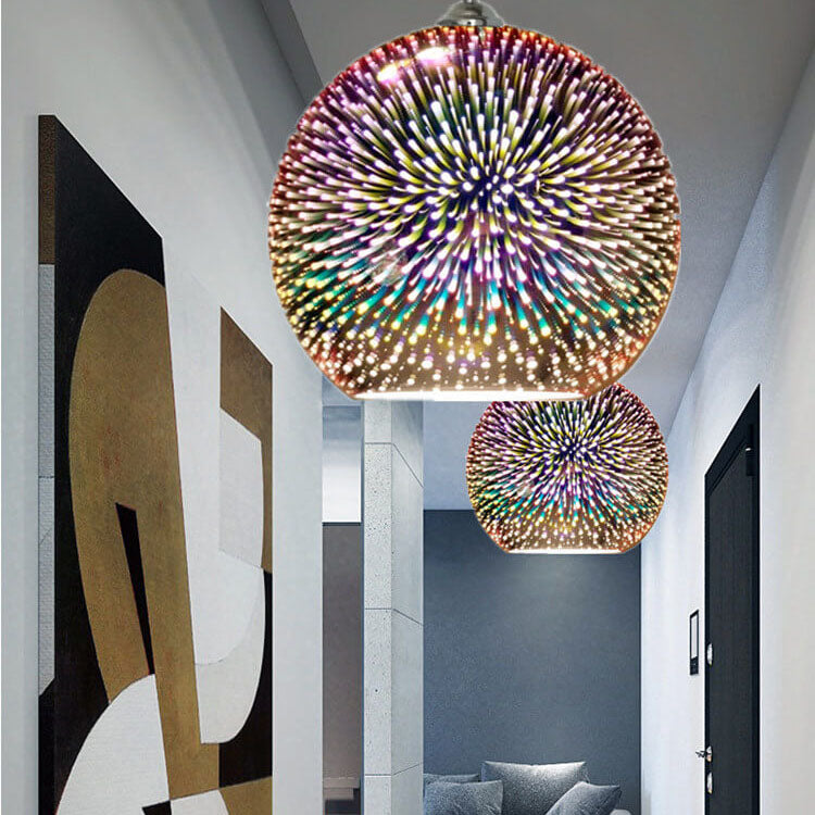 3D Vuurwerk Glas Hanglamp | Creatief Kleurglas Ontwerp