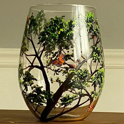 Four Seasons Tree Wijn Glazen - Handgeschilderde Kunst