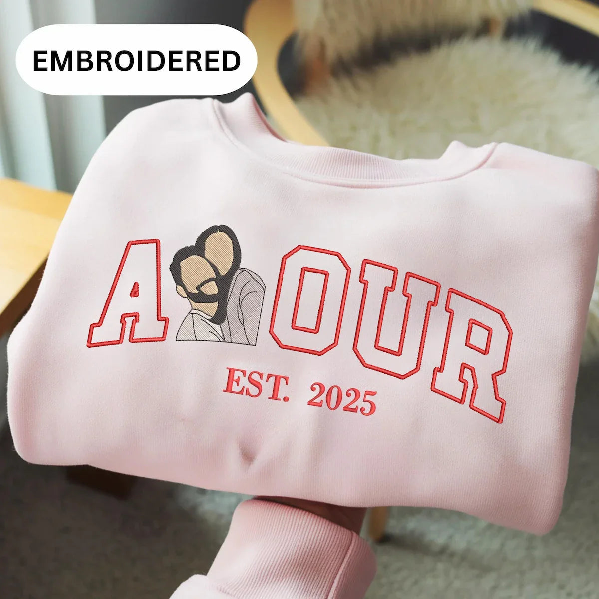 LoveSweater | Gepersonaliseerde Liefdestrui met Borduurwerk | Uniek Koppel Cadeau