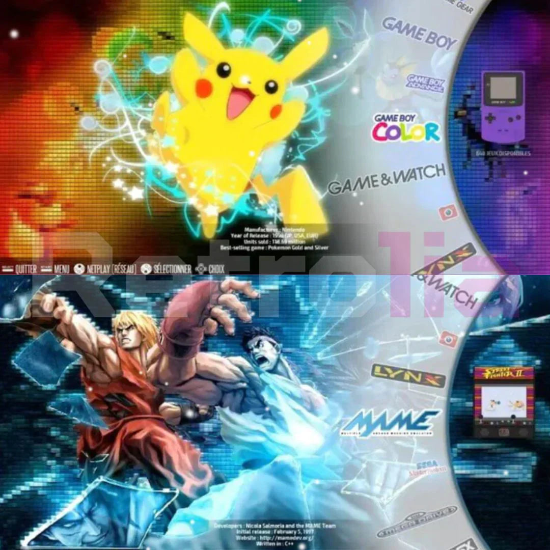 PixelDrive 64gb: Origineel met 2 Controllers - Meer dan 20.000 Spellen van Mario tot Pokémon