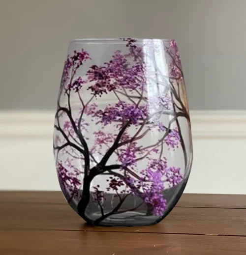 Four Seasons Tree Wijn Glazen - Handgeschilderde Kunst