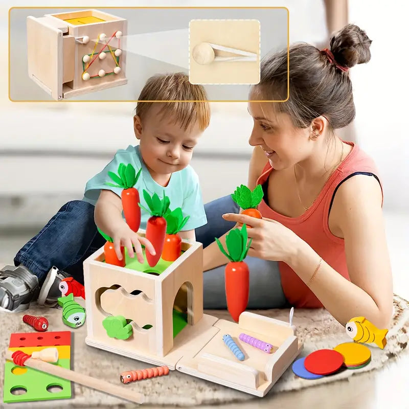 8-in-1 Houten Montessori Speelbox – Educatief Speelgoed voor Baby's