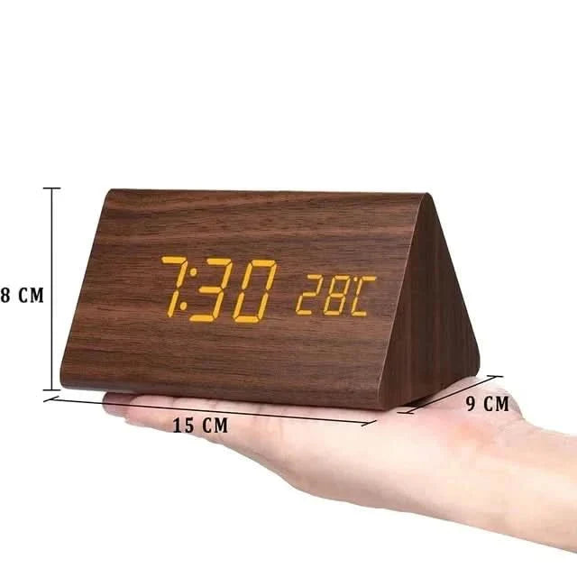 Futura Wecker Houtlook LED Met Drie Alarmen Temperatuurweergave Instelbare Helderheid
