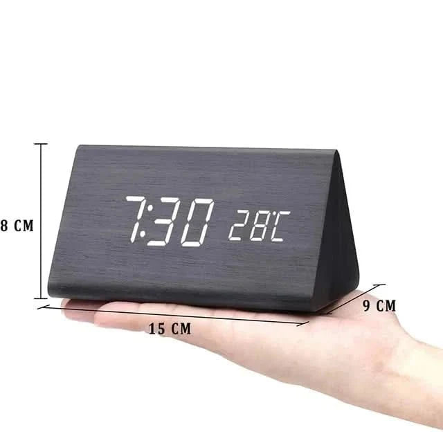 Futura Wecker Houtlook LED Met Drie Alarmen Temperatuurweergave Instelbare Helderheid