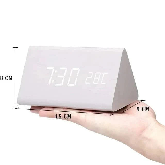 Futura Wecker Houtlook LED Met Drie Alarmen Temperatuurweergave Instelbare Helderheid