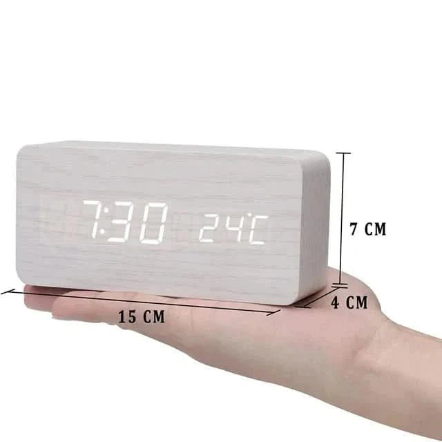Futura Wecker Houtlook LED Met Drie Alarmen Temperatuurweergave Instelbare Helderheid
