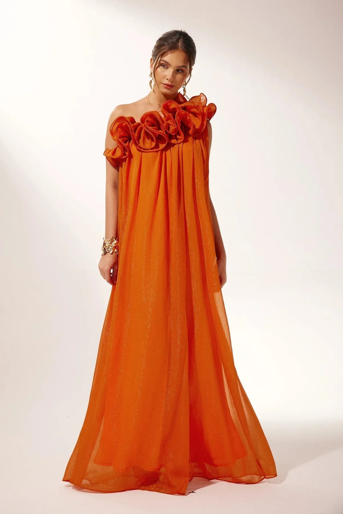 ElegantEve Asymmetrisch Avondjurk | Een-schouder ontwerp met bloemenpatroon voor een adembenemende look