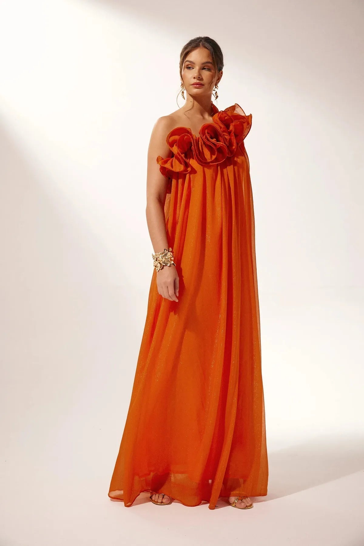 ElegantEve Asymmetrisch Avondjurk | Een-schouder ontwerp met bloemenpatroon voor een adembenemende look