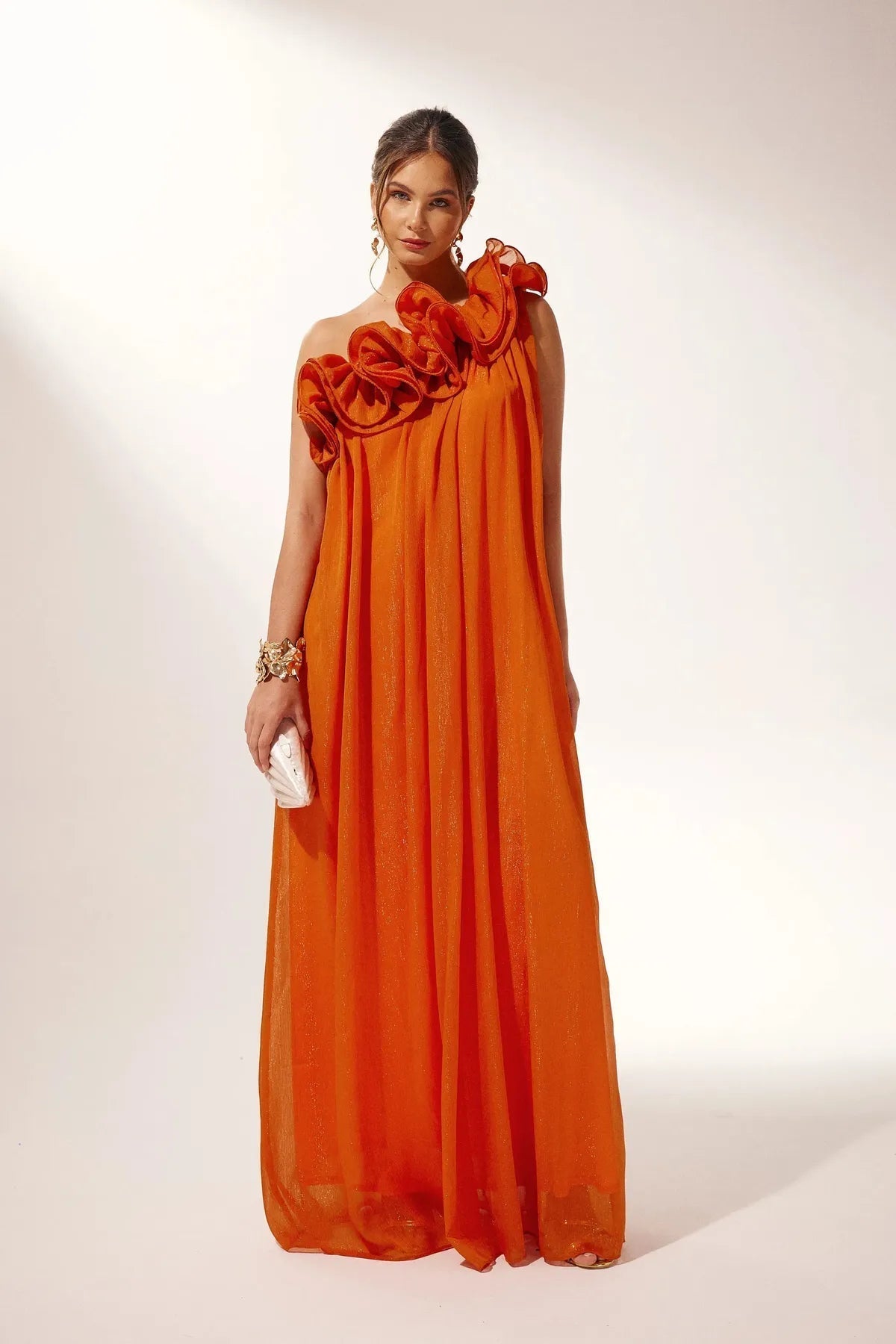 ElegantEve Asymmetrisch Avondjurk | Een-schouder ontwerp met bloemenpatroon voor een adembenemende look